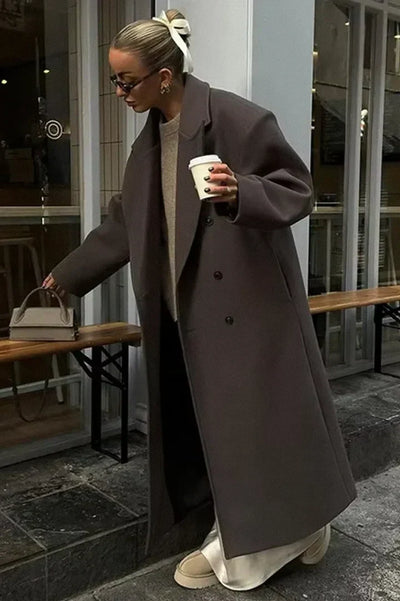 Hana Elegant Brown Oversized Coat