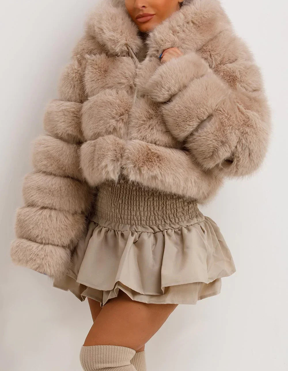 Rose - Fur Hooded Zip Up