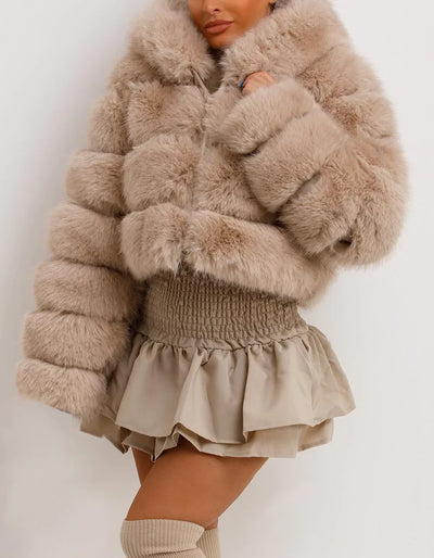 Rose - Fur Hooded Zip Up