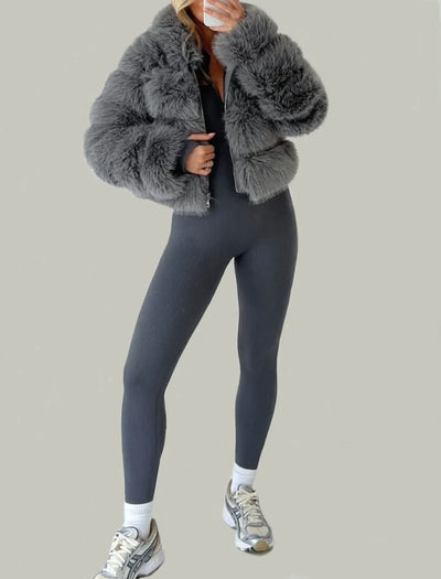 Rose - Fur Hooded Zip Up